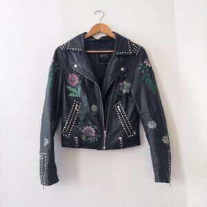 BARNEY'S ORIGINAL EMBROIDERD 100% LEATHER JACKET